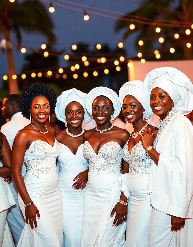 Guests dressed in white at the annual Space All White Party fundraiser